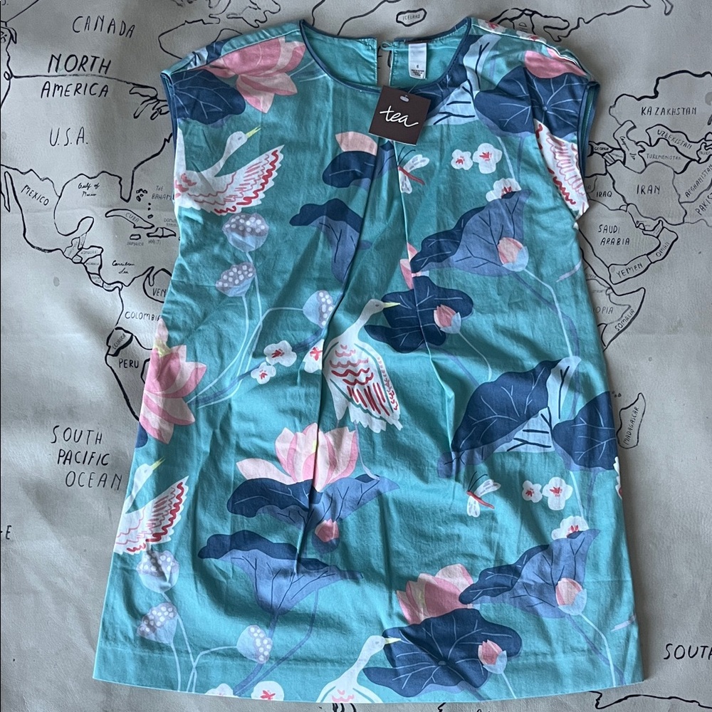 Tea Collection Dress in Blue and Pink Floral